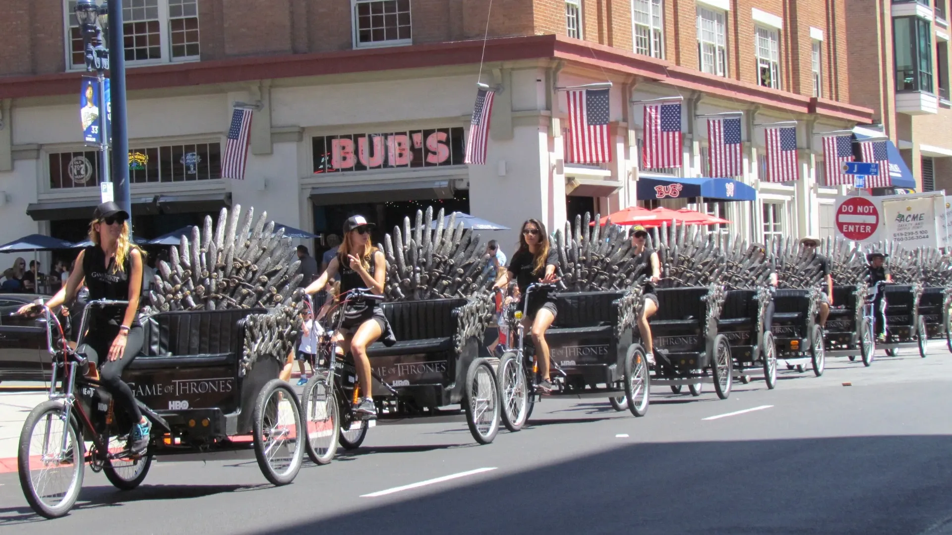 Pedicab riding through the Gaslamp Quarter nightlife